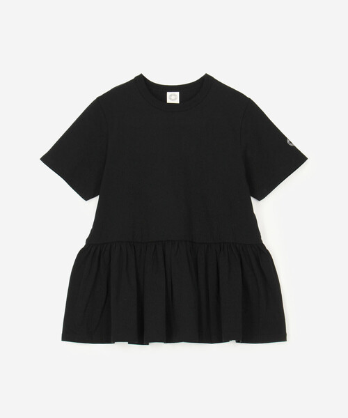 ORCIVAL（オーシバル）の「ORCIVAL | オープンエンド ギャザーショートスリーブプルオーバー WOMEN（Tシャツ/カットソー・レディース・ブラック/ホワイト・1）」の3枚目の写真