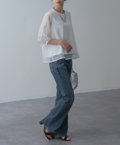 refinedworks(リファインドワークス)の「【refinedworks】ランタン袖 シアートップス(Tシャツ/カットソー・レディース・ブラウン/ホワイト/ブラック・FREE)」の14枚目の写真