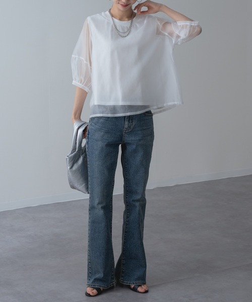 refinedworks(リファインドワークス)の「【refinedworks】ランタン袖 シアートップス(Tシャツ/カットソー・レディース・ブラウン/ホワイト/ブラック・FREE)」の17枚目の写真
