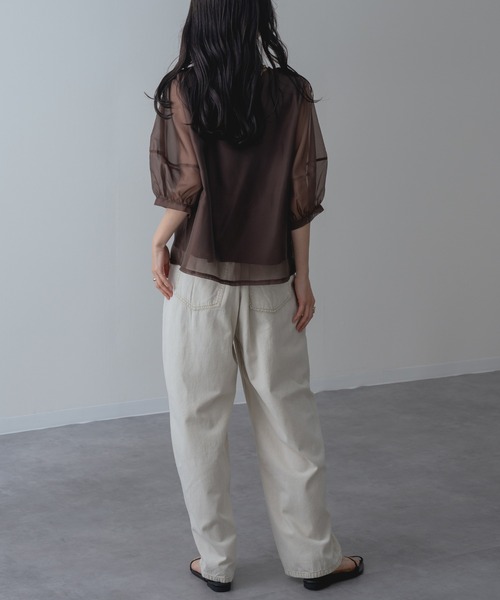 refinedworks(リファインドワークス)の「【refinedworks】ランタン袖 シアートップス(Tシャツ/カットソー・レディース・ブラウン/ホワイト/ブラック・FREE)」の20枚目の写真