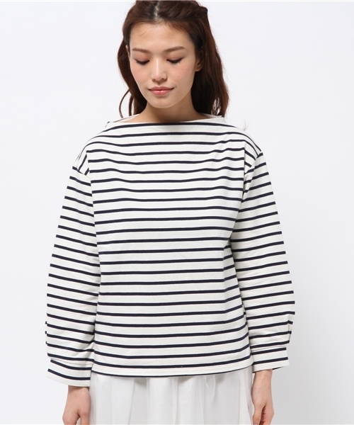 mystic（ミスティック）の「【mystic】タックボリュームボーダープルオー（Tシャツ/カットソー・レディース・ネイビー/レッド/オフホワイト・ﾌﾘ-）」の7枚目の写真