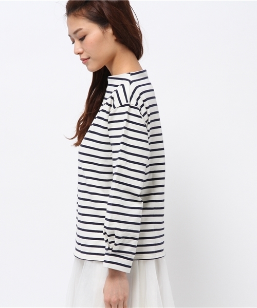 mystic（ミスティック）の「【mystic】タックボリュームボーダープルオー（Tシャツ/カットソー・レディース・ネイビー/レッド/オフホワイト・ﾌﾘ-）」の8枚目の写真