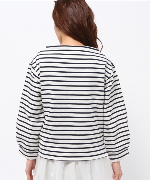 mystic（ミスティック）の「【mystic】タックボリュームボーダープルオー（Tシャツ/カットソー・レディース・ネイビー/レッド/オフホワイト・ﾌﾘ-）」の9枚目の写真