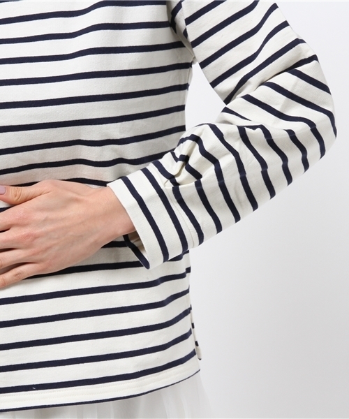 mystic（ミスティック）の「【mystic】タックボリュームボーダープルオー（Tシャツ/カットソー・レディース・ネイビー/レッド/オフホワイト・ﾌﾘ-）」の5枚目の写真