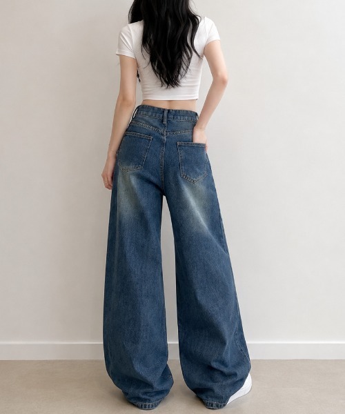 NANEA(ナネア)の「ヴィンテージウォッシュワイドバギーデニム(デニムパンツ・レディース・ブルー・MEDIUM/SMALL)」の15枚目の写真