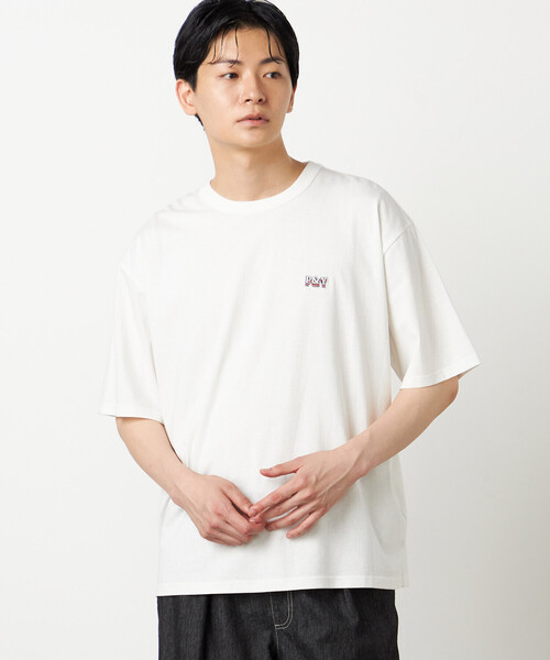Purple&Yellow(パープルアンドイエロー)の「ワンポイントロゴ刺繍 半袖Tシャツ(Tシャツ/カットソー・メンズ・ホワイト/ブラック/サックスブルー/イエロー・SMALL/MEDIUM/LARGE)」の10枚目の写真