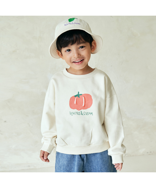 BEACHESAND CREAM KIDS(ビーチスアンドクリームキッズ)の「パンプキンマンツーマン-ホワイト (pumpkin MTM White)(スウェット・レディース・ホワイト・LARGE/MEDIUM/SMALL)」の1枚目の写真