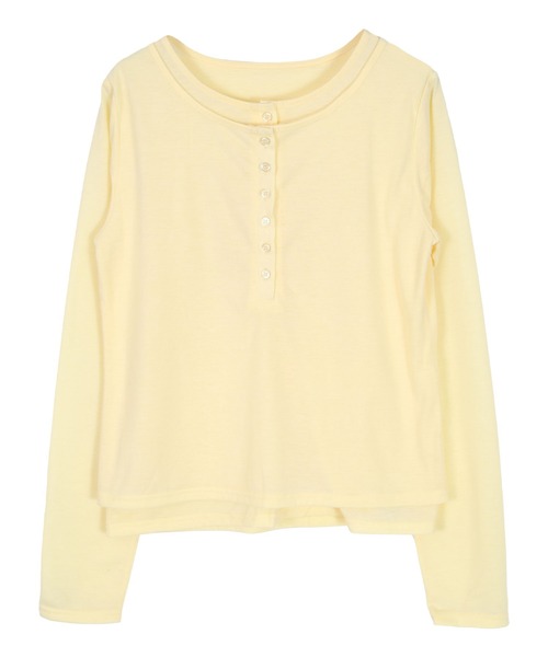 miette(ミエット)の「レイヤードライクヘンリーTシャツ(Tシャツ/カットソー・レディース・ライトイエロー/チャコール/ドット・FREE)」の17枚目の写真