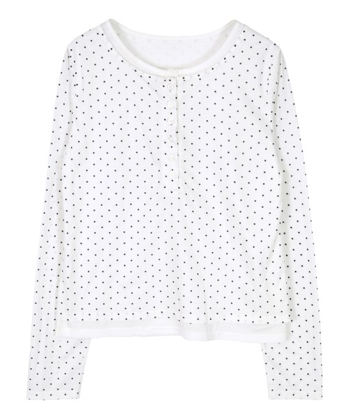 miette(ミエット)の「レイヤードライクヘンリーTシャツ(Tシャツ/カットソー・レディース・ライトイエロー/チャコール/ドット・FREE)」の18枚目の写真