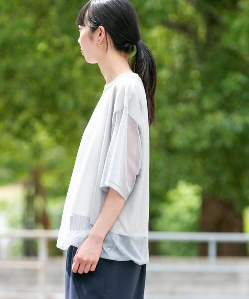 EKAL(エカル)の「『UR TECH ひやサラクール』メッシュレイヤードTシャツ(Tシャツ/カットソー・レディース・グレー/ネイビー/バーガンディー/ホワイト・ONE)」の16枚目の写真