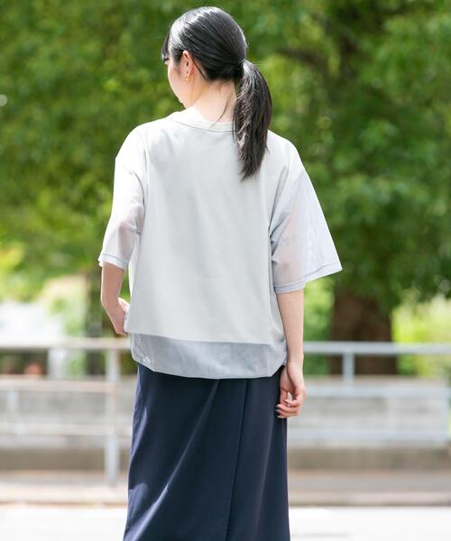 EKAL(エカル)の「『UR TECH ひやサラクール』メッシュレイヤードTシャツ(Tシャツ/カットソー・レディース・グレー/ネイビー/バーガンディー/ホワイト・ONE)」の18枚目の写真