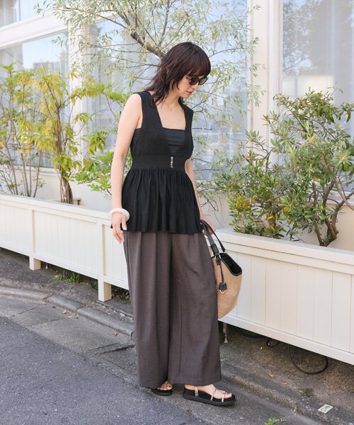 RIVE DROITE(リヴドロワ)の「【手洗い可/ドライタッチ】ニットペプラムキャミ(ニット/セーター・レディース・オフホワイト/サックスブルー/ブラック・FREE)」の18枚目の写真