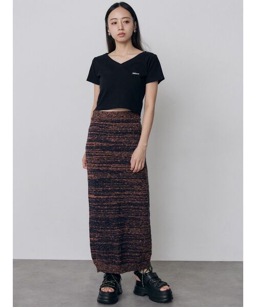 MURUA(ムルーア)の「【セットアップ対応】メランジニットタイトスカート 夏服(スカート・レディース・ホワイト/オレンジ・FREE)」の7枚目の写真