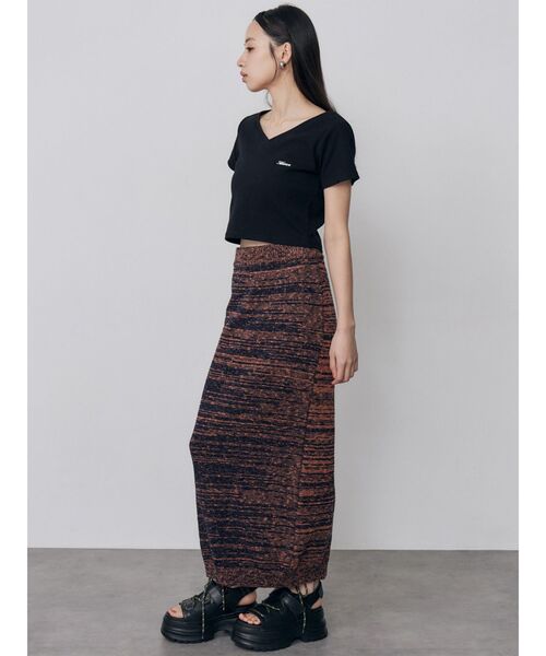 MURUA(ムルーア)の「【セットアップ対応】メランジニットタイトスカート 夏服(スカート・レディース・ホワイト/オレンジ・FREE)」の5枚目の写真