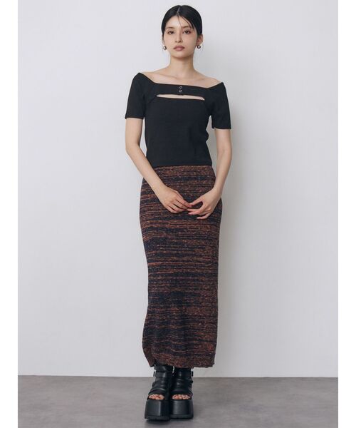 MURUA(ムルーア)の「【セットアップ対応】メランジニットタイトスカート 夏服(スカート・レディース・ホワイト/オレンジ・FREE)」の17枚目の写真