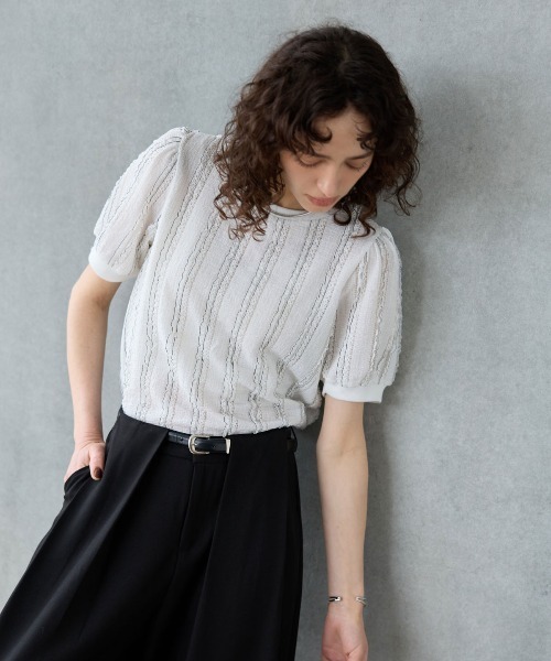 &. NOSTALGIA(アンドドットノスタルジア)の「半袖メローデザイントップス(Tシャツ/カットソー・レディース・ブラック/ホワイト・M)」の3枚目の写真