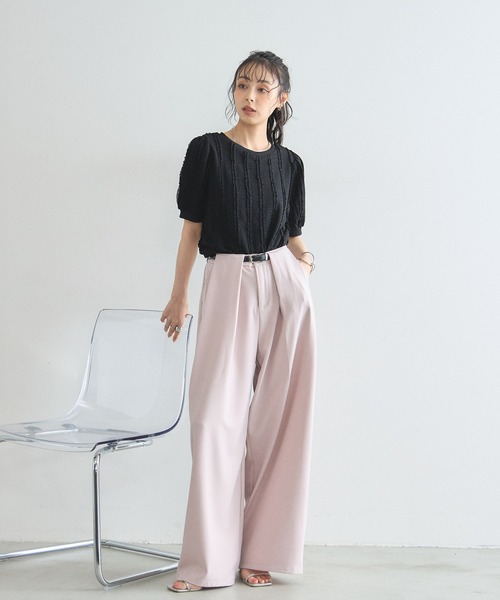 &. NOSTALGIA(アンドドットノスタルジア)の「半袖メローデザイントップス(Tシャツ/カットソー・レディース・ブラック/ホワイト・M)」の9枚目の写真