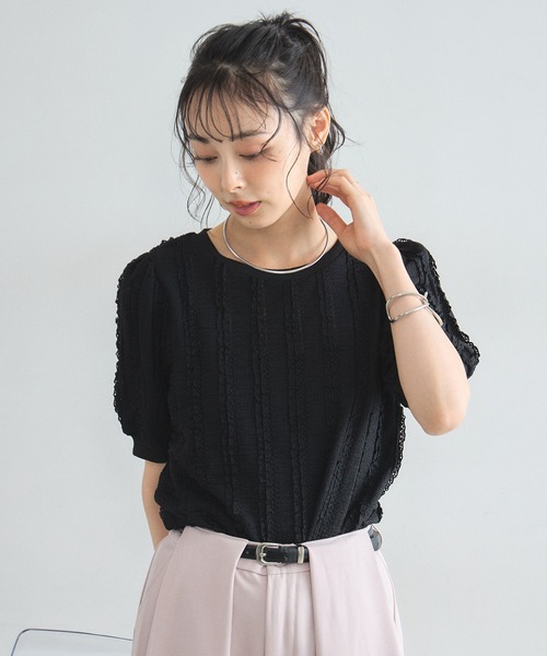 &. NOSTALGIA(アンドドットノスタルジア)の「半袖メローデザイントップス(Tシャツ/カットソー・レディース・ブラック/ホワイト・M)」の11枚目の写真