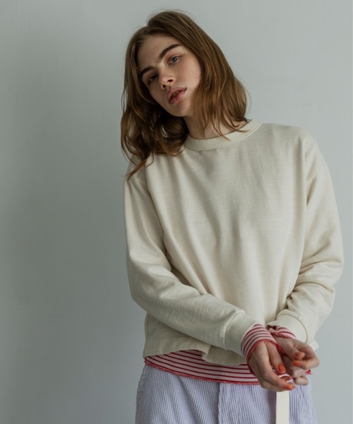 MEYAME(メヤメ)の「MEYAME/メヤメ ボーダーソフトリブヘンリーネック BORDER SOFT RIB HENRY NECK MEY-2503(Tシャツ/カットソー・レディース・ブラウン/ピンク・FREE)」の17枚目の写真