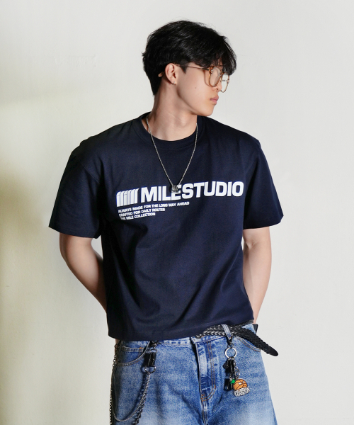 THE MILE(ザマイル)の「ガーメンツクロップマイルスタジオクルーネック_NAVY(Tシャツ/カットソー・メンズ・その他・SMALL/MEDIUM/LARGE/X-LARGE)」の1枚目の写真