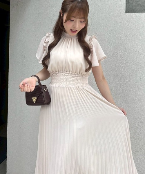 continuer de NICE CLAUP（コンティニューデナイスクラップ）の「前後２ＷＡＹプリーツＯＰ（ワンピース・レディース・ピンク/アイボリー/ドット/チェック・FREE）」の2枚目の写真