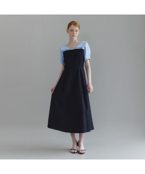 MICANE(ミケーネ)の「ミネルオープンカラー ドレス(ワンピース・レディース・ブラック/チャコール・SMALL/MEDIUM/LARGE/X-LARGE/XX-LARGE)」の1枚目の写真