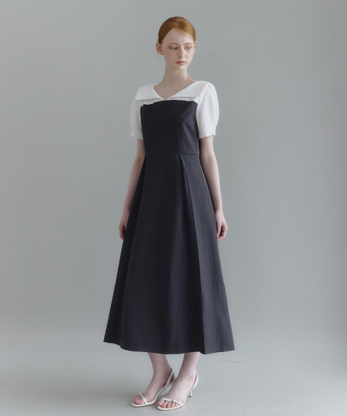 MICANE(ミケーネ)の「ミネルオープンカラー ドレス(ワンピース・レディース・ブラック/チャコール・SMALL/MEDIUM/LARGE/X-LARGE/XX-LARGE)」の3枚目の写真