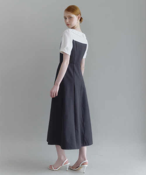 MICANE(ミケーネ)の「ミネルオープンカラー ドレス(ワンピース・レディース・ブラック/チャコール・SMALL/MEDIUM/LARGE/X-LARGE/XX-LARGE)」の4枚目の写真
