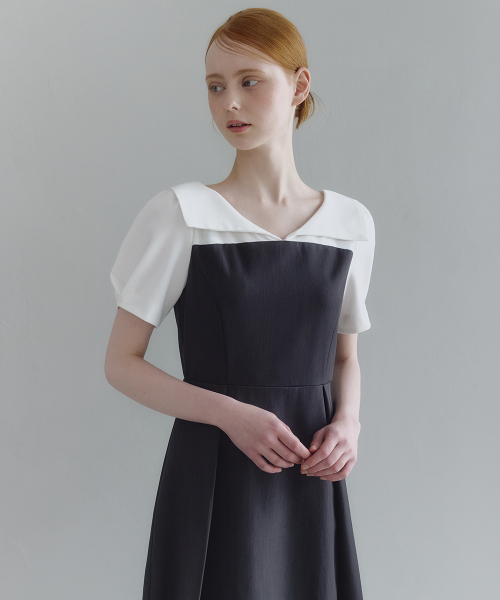 MICANE(ミケーネ)の「ミネルオープンカラー ドレス(ワンピース・レディース・ブラック/チャコール・SMALL/MEDIUM/LARGE/X-LARGE/XX-LARGE)」の5枚目の写真