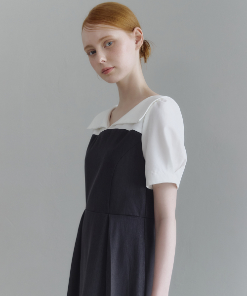 MICANE(ミケーネ)の「ミネルオープンカラー ドレス(ワンピース・レディース・ブラック/チャコール・SMALL/MEDIUM/LARGE/X-LARGE/XX-LARGE)」の6枚目の写真