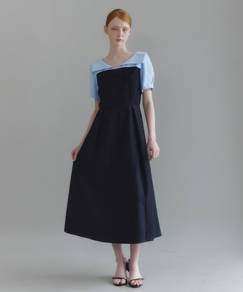 MICANE(ミケーネ)の「ミネルオープンカラー ドレス(ワンピース・レディース・ブラック/チャコール・SMALL/MEDIUM/LARGE/X-LARGE/XX-LARGE)」の7枚目の写真