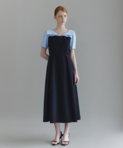 MICANE(ミケーネ)の「ミネルオープンカラー ドレス(ワンピース・レディース・ブラック/チャコール・SMALL/MEDIUM/LARGE/X-LARGE/XX-LARGE)」の8枚目の写真