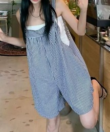 ストライプリラックスサロペット