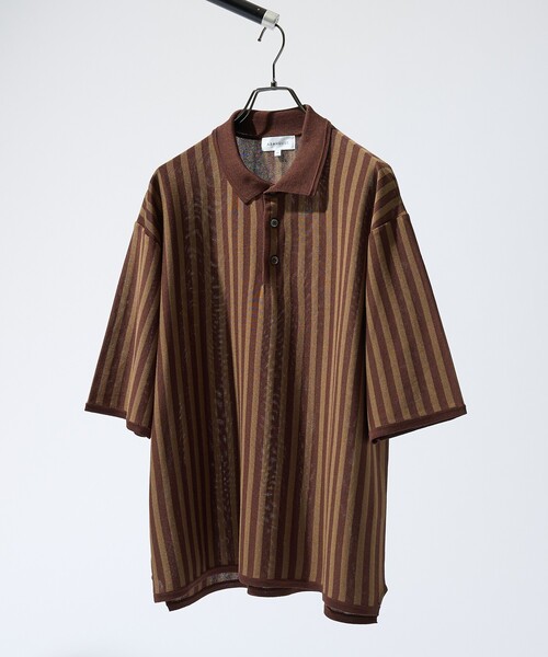 ABAHOUSE(アバハウス)の「ドライタッチ ストライプ ニットポロシャツ(ポロシャツ・メンズ・ブラウン/ダークネイビー/イエロー/オフホワイト・46/48)」の3枚目の写真