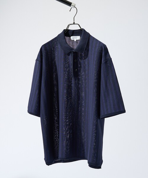 ABAHOUSE(アバハウス)の「ドライタッチ ストライプ ニットポロシャツ(ポロシャツ・メンズ・ブラウン/ダークネイビー/イエロー/オフホワイト・46/48)」の6枚目の写真