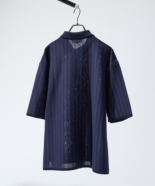 ABAHOUSE(アバハウス)の「ドライタッチ ストライプ ニットポロシャツ(ポロシャツ・メンズ・ブラウン/ダークネイビー/イエロー/オフホワイト・46/48)」の7枚目の写真