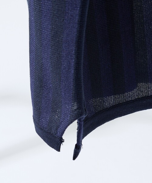 ABAHOUSE(アバハウス)の「ドライタッチ ストライプ ニットポロシャツ(ポロシャツ・メンズ・ブラウン/ダークネイビー/イエロー/オフホワイト・46/48)」の9枚目の写真