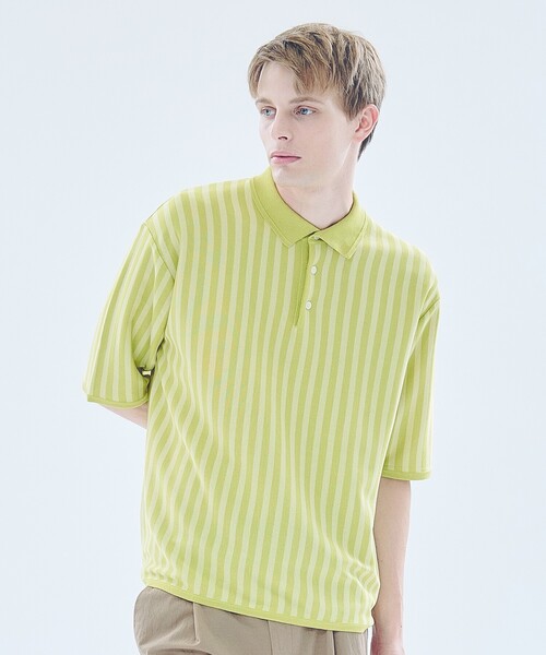 ABAHOUSE(アバハウス)の「ドライタッチ ストライプ ニットポロシャツ(ポロシャツ・メンズ・ブラウン/ダークネイビー/イエロー/オフホワイト・46/48)」の18枚目の写真