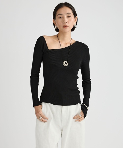 Chaos(カオス)の「Chaos(カオス)/【NICENICE MOMENT】アシンメトリープルオーバー(Tシャツ/カットソー・レディース・ブラック/ボルドー・S)」の1枚目の写真