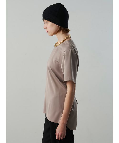 Henon.（ヘノン）の「サテンTシャツ（Tシャツ/カットソー・レディース・ライトグレー/ブラック・F）」の9枚目の写真