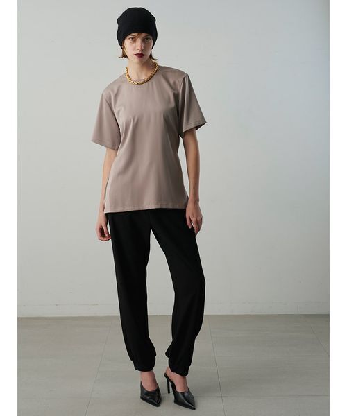 Henon.（ヘノン）の「サテンTシャツ（Tシャツ/カットソー・レディース・ライトグレー/ブラック・F）」の16枚目の写真