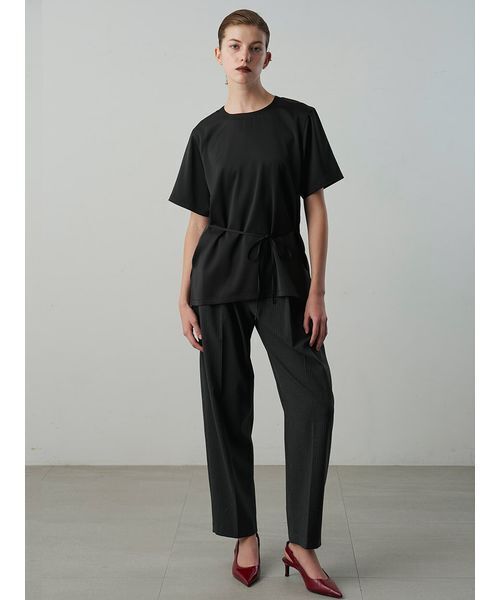 Henon.（ヘノン）の「サテンTシャツ（Tシャツ/カットソー・レディース・ライトグレー/ブラック・F）」の18枚目の写真
