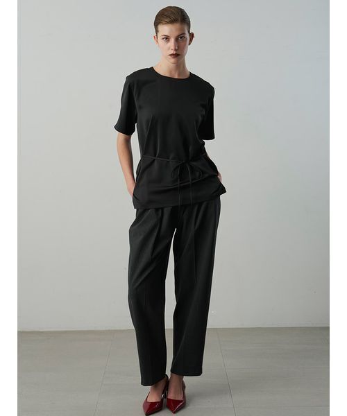 Henon.（ヘノン）の「サテンTシャツ（Tシャツ/カットソー・レディース・ライトグレー/ブラック・F）」の21枚目の写真