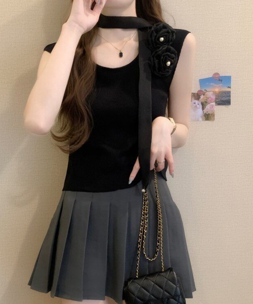 Miniministore(ミニミニストア)の「タンクトップ スカーフ コサージュ付き(タンクトップ・レディース・ブラック/ベージュ/ブルー/ラベンダー・FREE)」の17枚目の写真