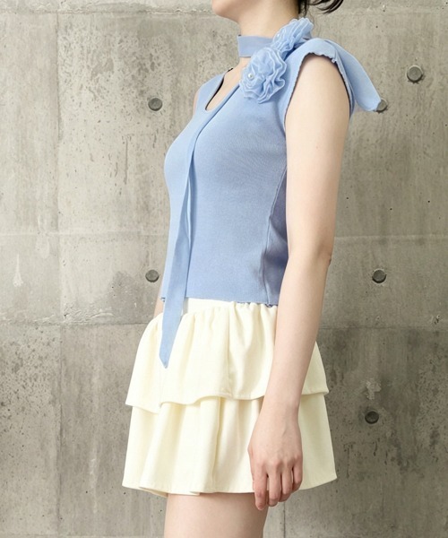 Miniministore(ミニミニストア)の「タンクトップ スカーフ コサージュ付き(タンクトップ・レディース・ブラック/ベージュ/ブルー/ラベンダー・FREE)」の11枚目の写真