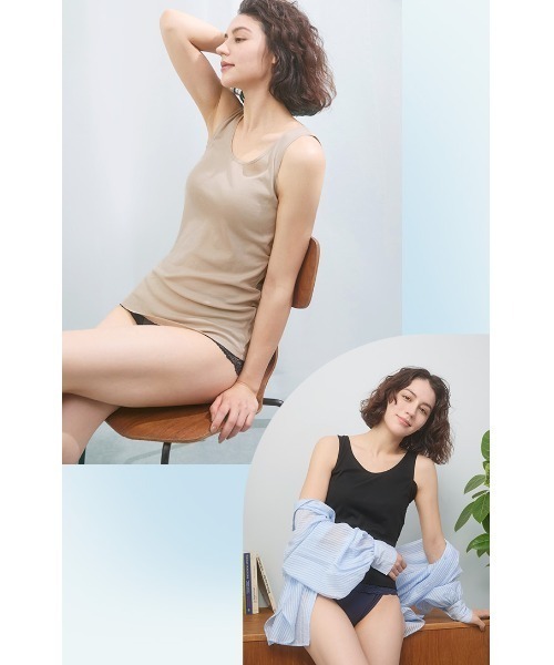 ESLIA(エスリア)の「「サラリノ」持続涼感タンクトップ(タンクトップ・レディース・ブラック/ベージュ・M/L/XL)」の10枚目の写真