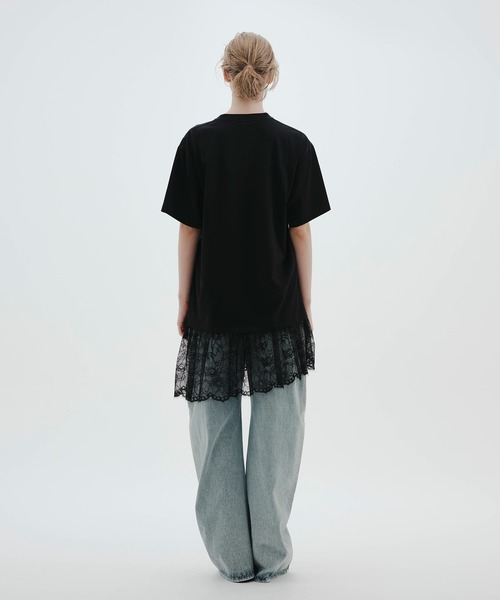 NOISE MAKER(ノイズメーカー)の「《接触冷感》レースヘムオーバーサイズTEE(Tシャツ/カットソー・レディース・ブラック×ブラック/ホワイト×レッド/ホワイト×ホワイト・FREE)」の15枚目の写真