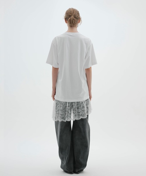 NOISE MAKER(ノイズメーカー)の「《接触冷感》レースヘムオーバーサイズTEE(Tシャツ/カットソー・レディース・ブラック×ブラック/ホワイト×レッド/ホワイト×ホワイト・FREE)」の11枚目の写真