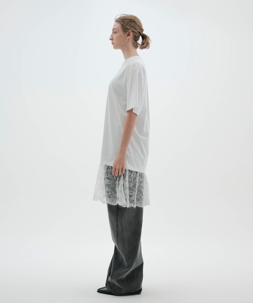 NOISE MAKER(ノイズメーカー)の「《接触冷感》レースヘムオーバーサイズTEE(Tシャツ/カットソー・レディース・ブラック×ブラック/ホワイト×レッド/ホワイト×ホワイト・FREE)」の9枚目の写真