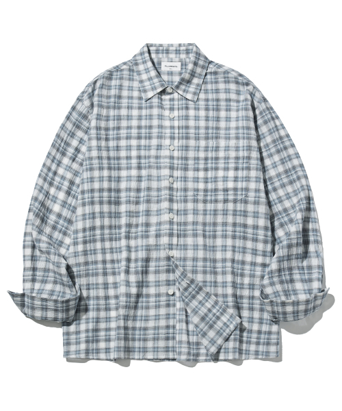 F.ILLUMINATE(フィルミネイト)の「リンクルタータンチェックシャツ-スカイブルー(シャツ/ブラウス・レディース・その他・SMALL/MEDIUM/LARGE)」の2枚目の写真